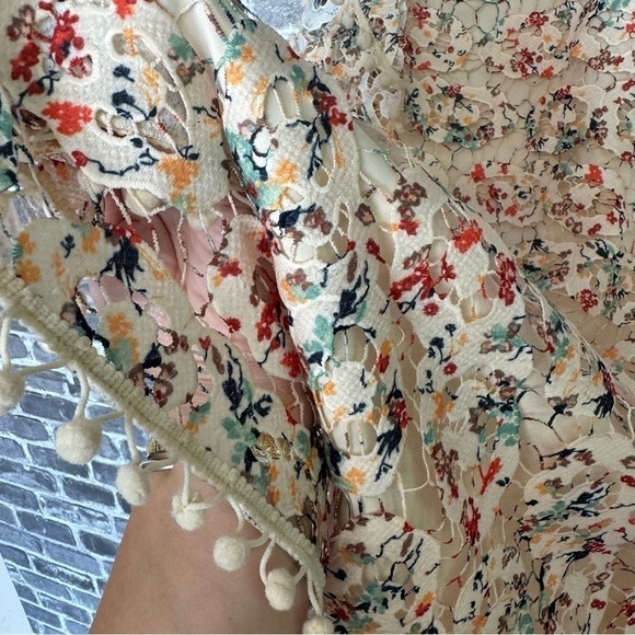 Tularosa Elba Rainbow Lace Mini Dress floral Pom poms - Picture 7 of 12